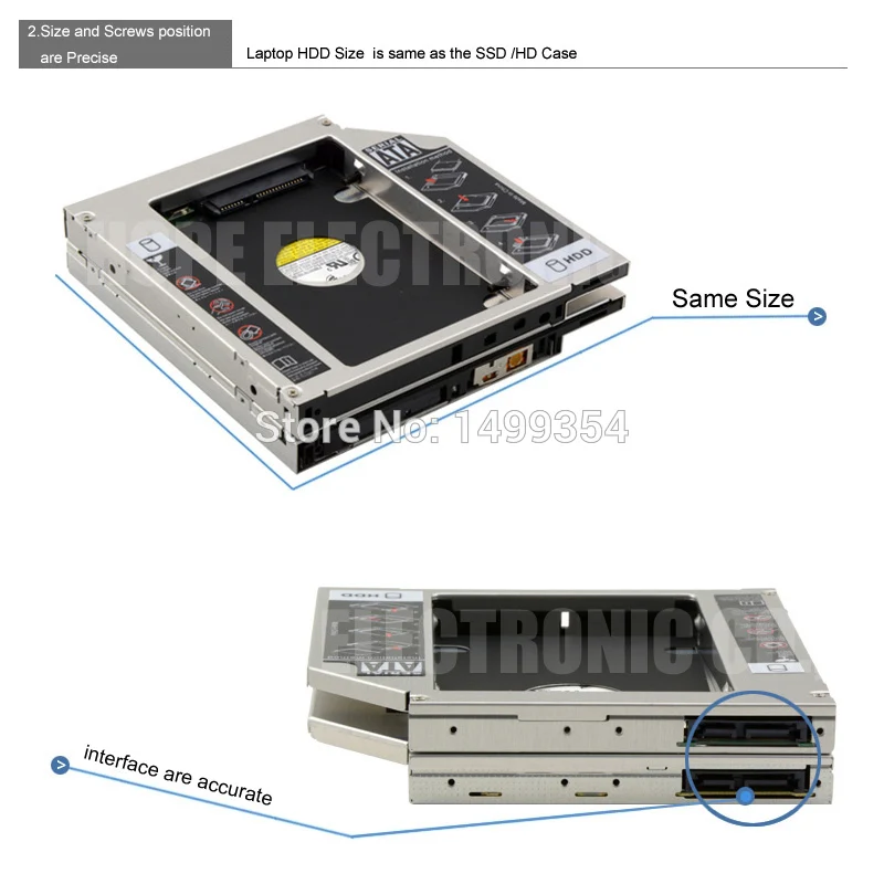Новый 12 7/9 5 мм SATA 3 0 2nd HDD Caddy 2 &quot2 ТБ SSD чехол Корпус жесткого диска для ноутбука DVD ROM