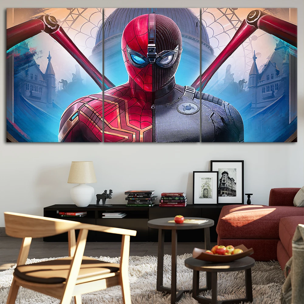 Spider-Man: Far From Home art Canvas Posters Decor Wall Art Framework 3 Pieces Paintings For Living Room HD Prints Pictures | Дом и сад