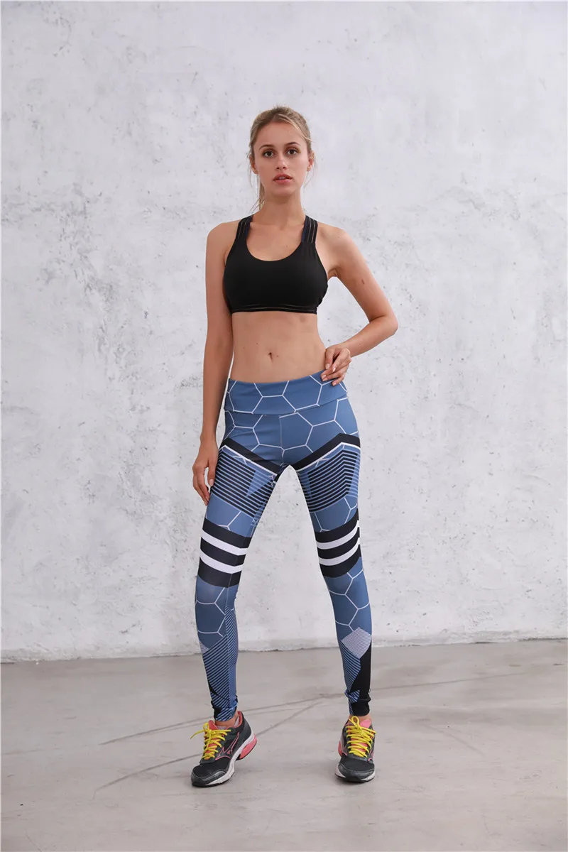 Fashion Women Leggings Spliced Slim High Waist Elasticity Fitness Printing leggins Breathable Woman Pants | Женская одежда