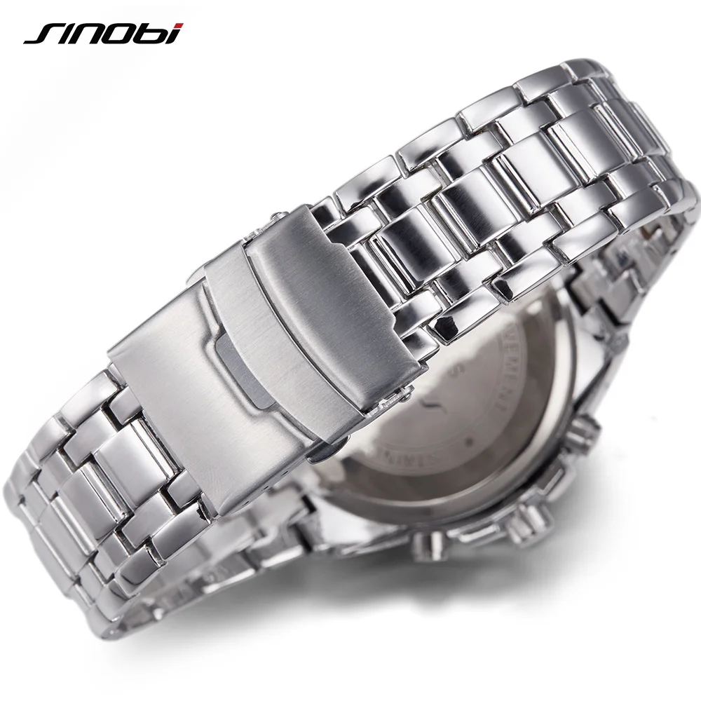 SINOBI хронограф мужские часы Топ бренд Роскошные Кварцевые наручные спортивные