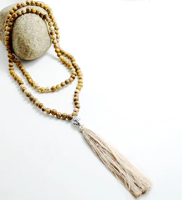 Новый камень 6 мм бусины Будда кулон ручной работы кисточка ожерелье в стиле бохо