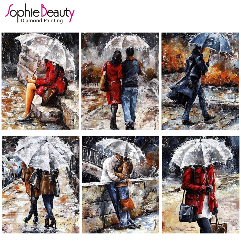 Sophie beauty Best Diy квадратная мозаика Стиль Алмазная картина вышивка крестиком ручной работы любовник зонтик Наборы для вышивания