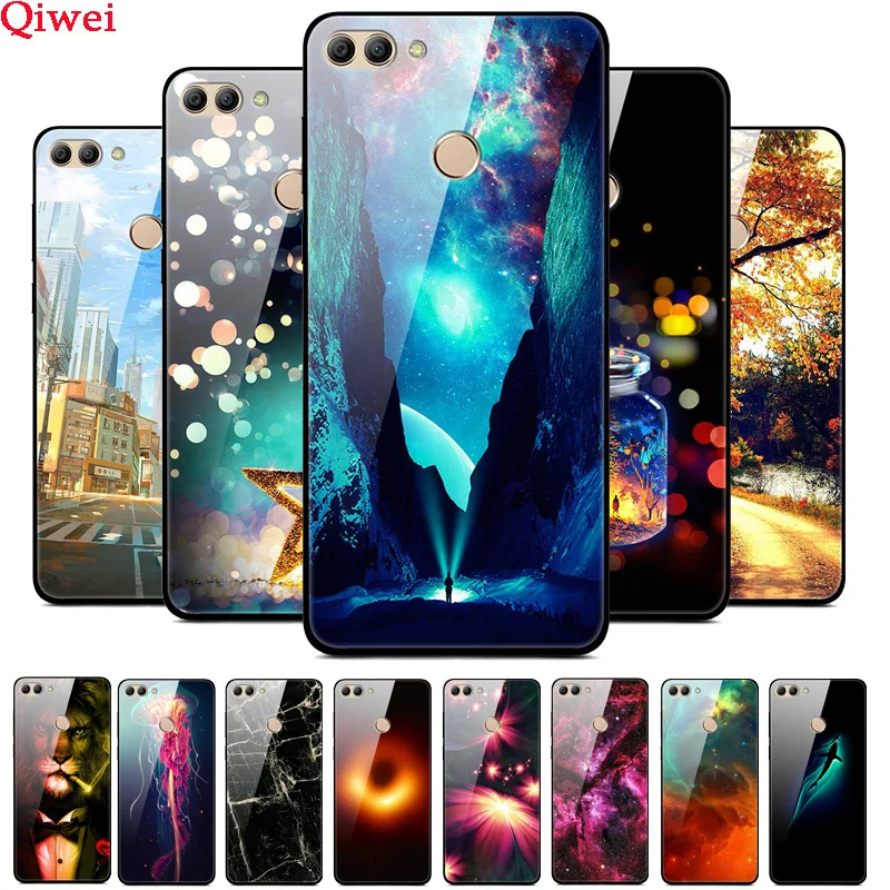 Для Huawei Y9 2018 чехол с нарисованной задней поверхностью твердый закаленное