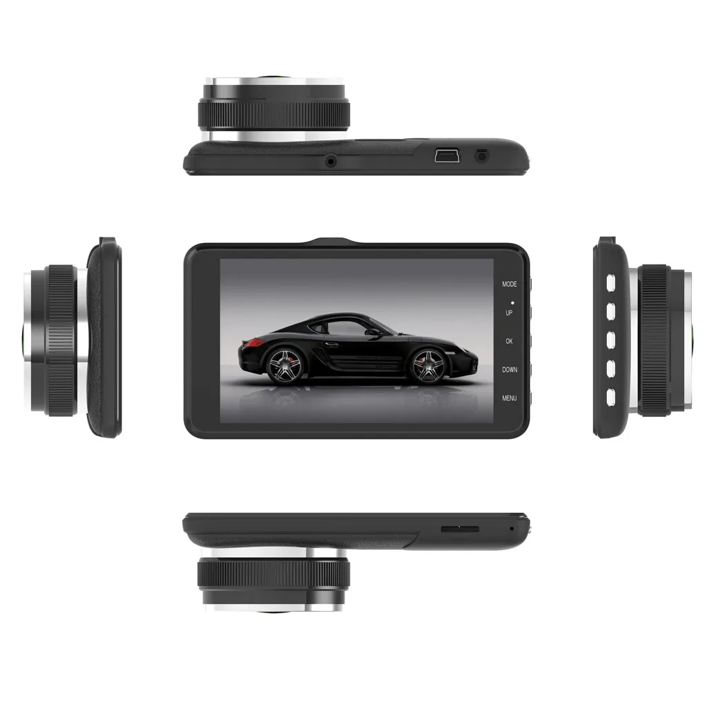 " 1080 P двойной объектив приборной панели автомобиля DVR видео рекордер Dash Cam+ камера заднего вида монитор для автомобиля запись dashcam двойной назад