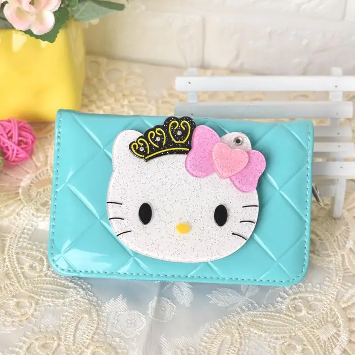 Милые кошельки с героями мультфильмов hello kitty от известного бренда, женские кожаные кошельки с волшебным зеркалом для девушек, клатчи, дамские вечерние кошельки - Цвет: 5