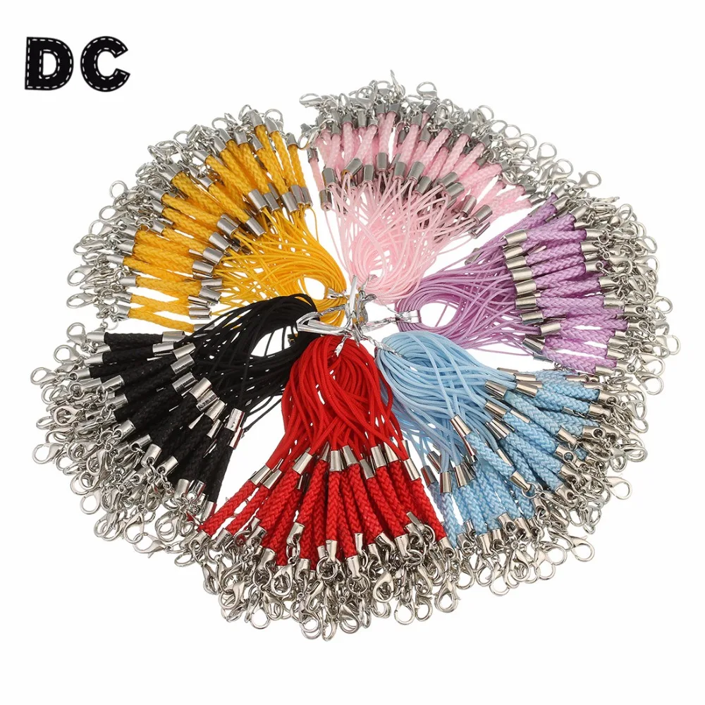 DC 50 шт./лот плетеный шнур Ремешки для мобильных телефонов цепочки брелок