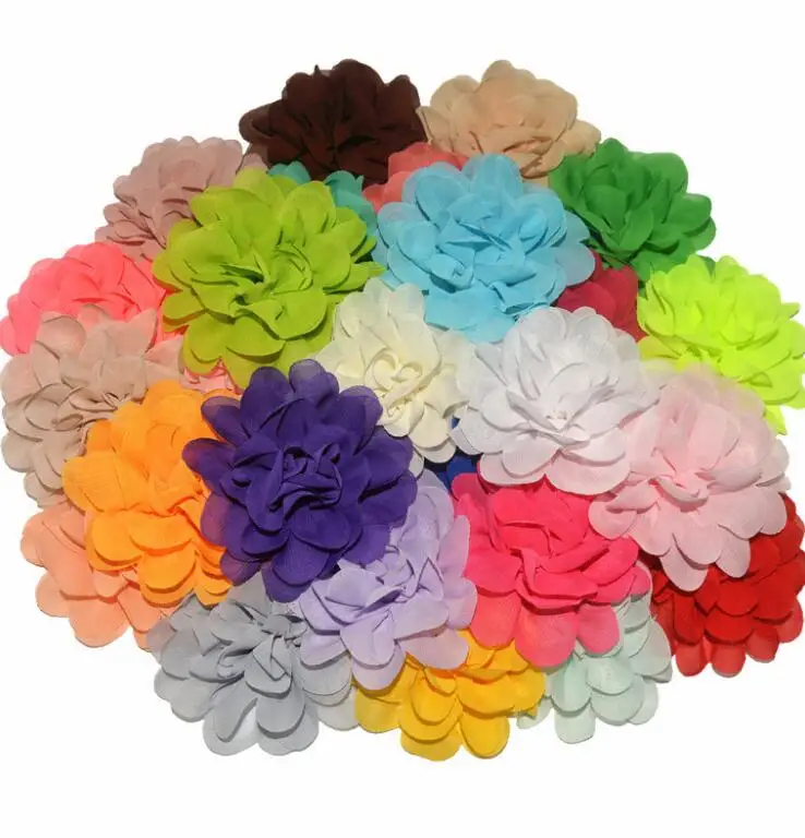 

3.5" new coming chiffon flower,silk flower for DIY hair acessory headbands 30color flat back