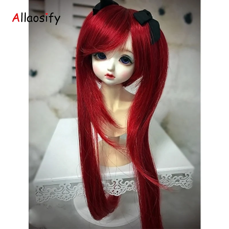 Allaosify bjd волосы новые 1/3 Bjd парик высокая температура длинные вьющиеся wgs провода Bjd парик MSD для куклы BJD зеленый красный блок