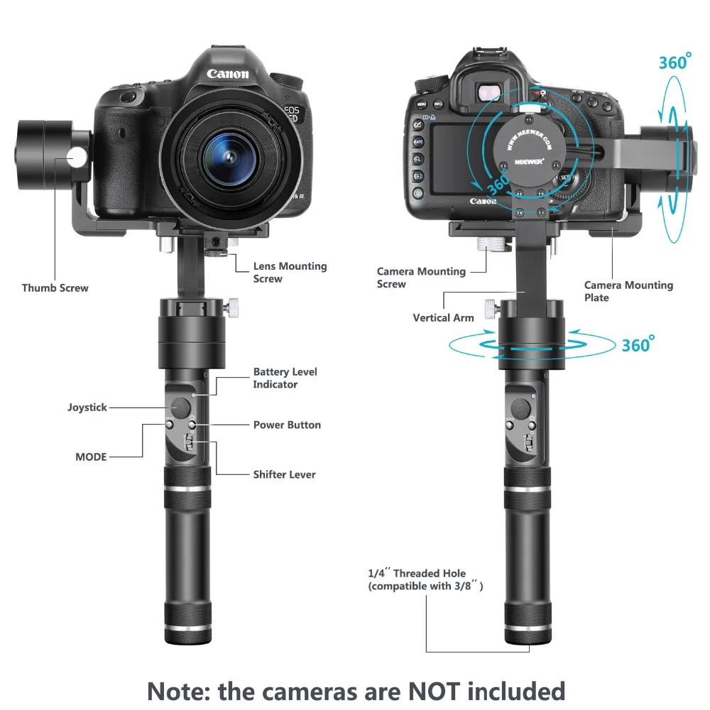 Zhiyun кран 3 оси Ручные стабилизаторы стабилизатор для Canon m/Nikon J/Sony A7/Panasonic Lumix/