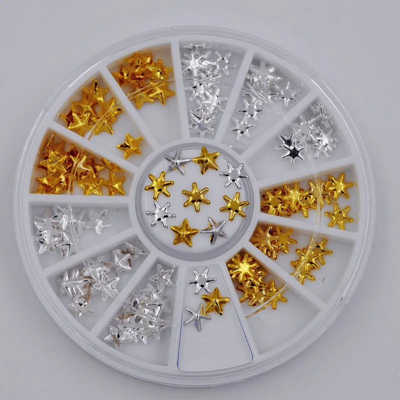 5JXP6JX Смешанные стили Золото Серебро Металл 3d дизайн ногтей украшения Шпильки заклепки маникюр поддельные ногти аксессуары инструменты - Цвет: 5JXP6JX