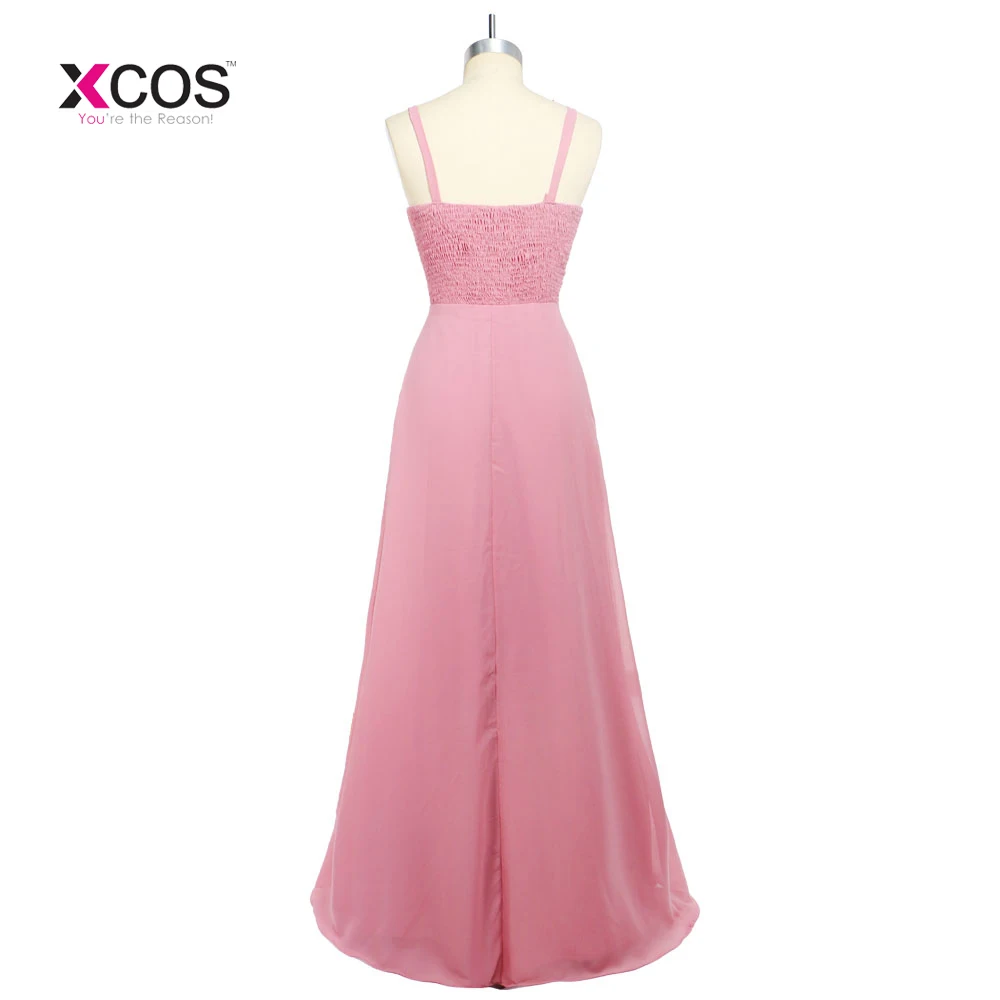 Бледно-розовый шифон Длинные платья подружек невесты 2018 элегантные пляжные Boho