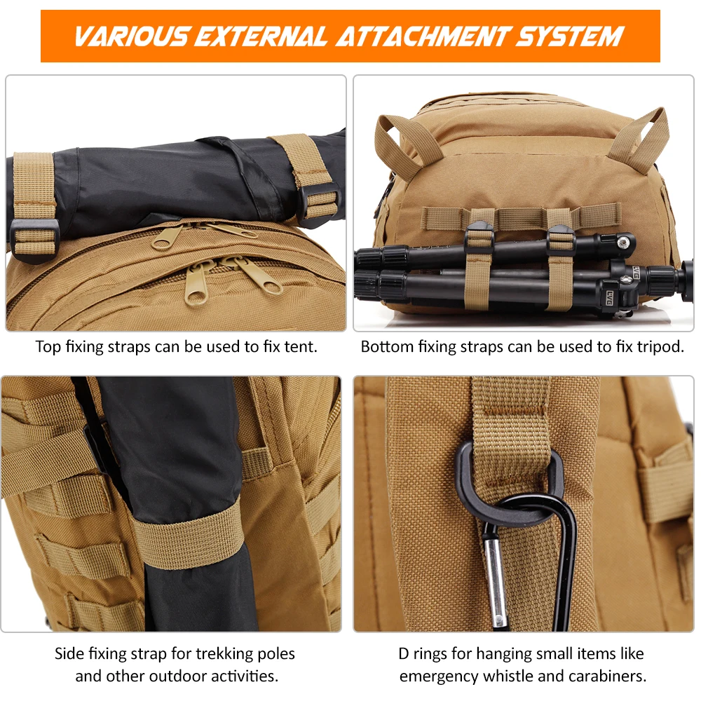 

600D Oxford 40L Tactical Backpack Military Backpack Waterproof Army Rucksack Outdoor Sports Camping Hiking Fishing Hunting Bag