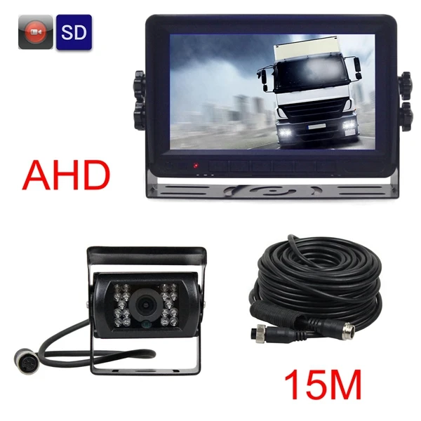 15M DIYKIT AHD 7 дюймов ips экран автомобиля монитор заднего вида водонепроницаемый ИК 960P AHD камера Поддержка SD карты видео запись - Название цвета: 15M