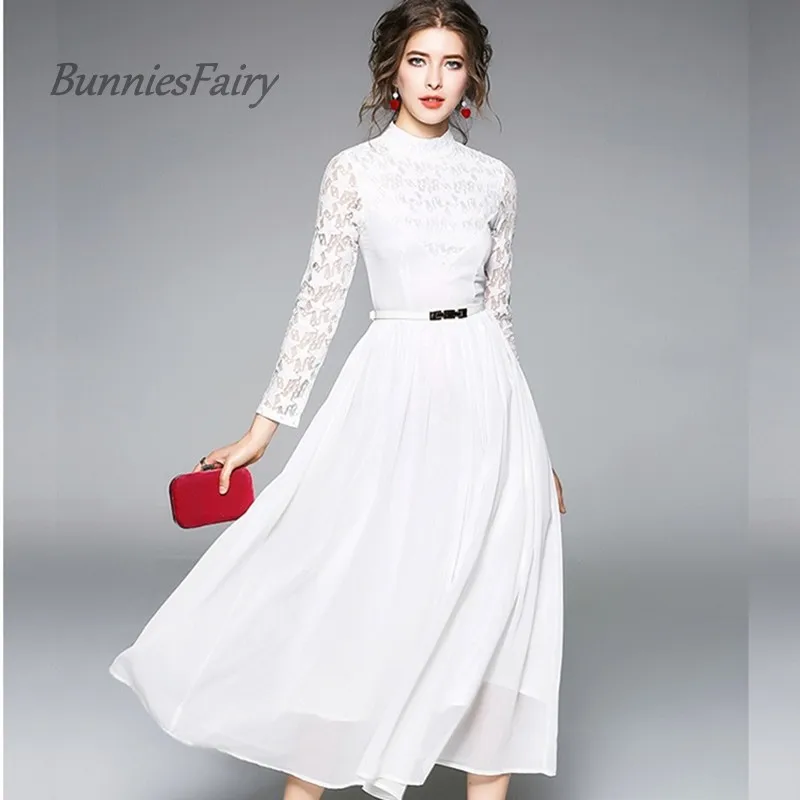 BunniesFairy 2018 весеннее дизайнерское платье с длинным рукавом и цветочным узором