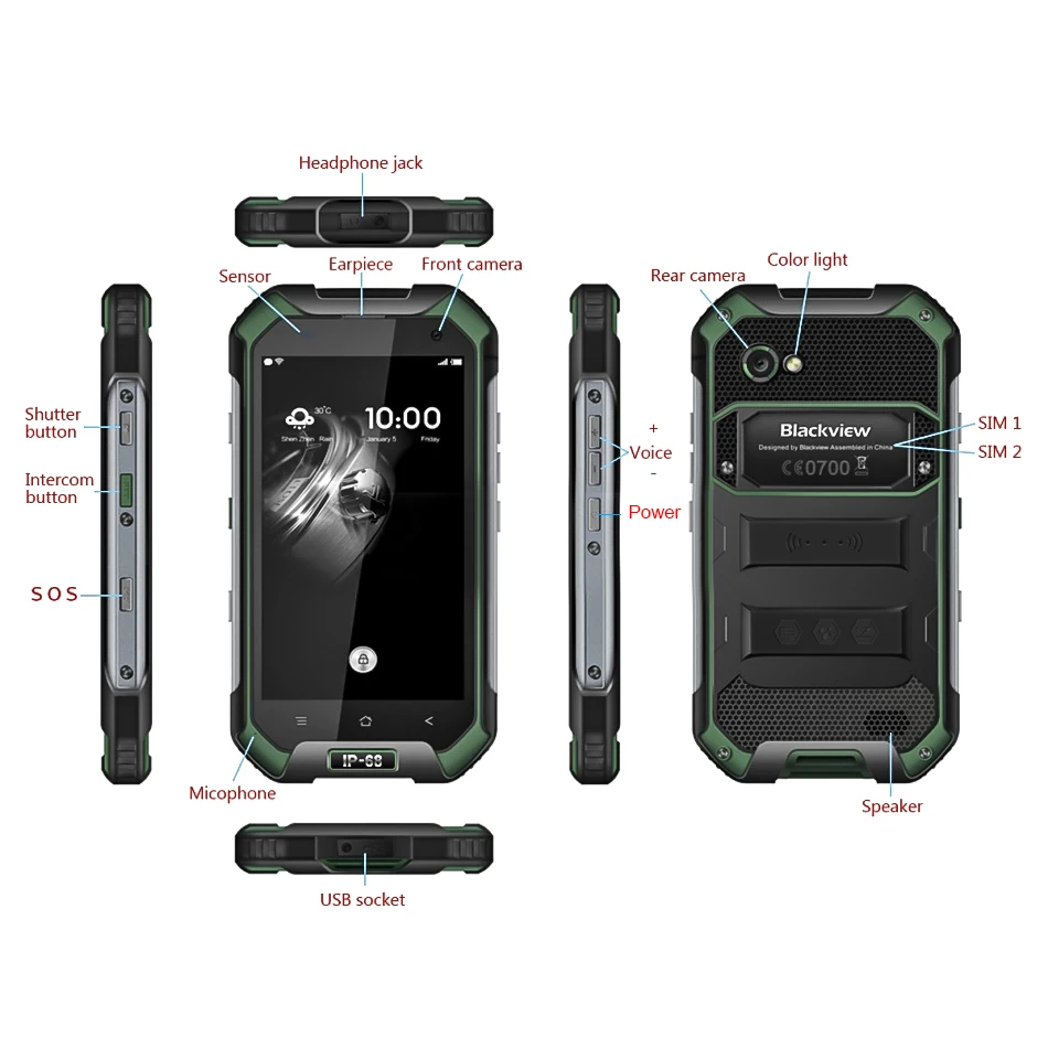 Blackview BV6000S 4G NFC водонепроницаемый ударопрочный смартфон MTK6735 четырехъядерный 4 7