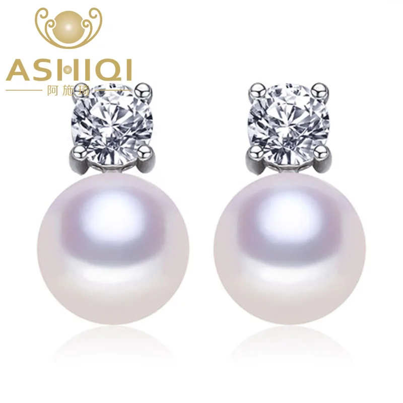 Женские классические серьги из серебра 925 пробы с пресноводным жемчугом|stud