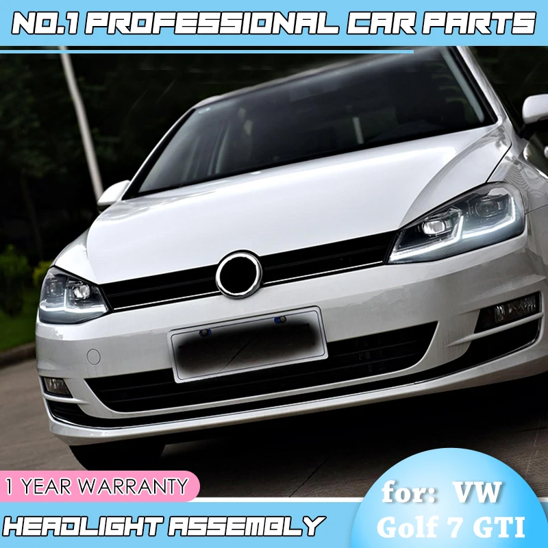 Для VW GOLF 7 MK7 обновление до MK7.5 дизайн гольф 7,5 фары, светодиодные фары DRL Биксеноновая объектив двойной U стайлинга автомобилей Глава Лампа