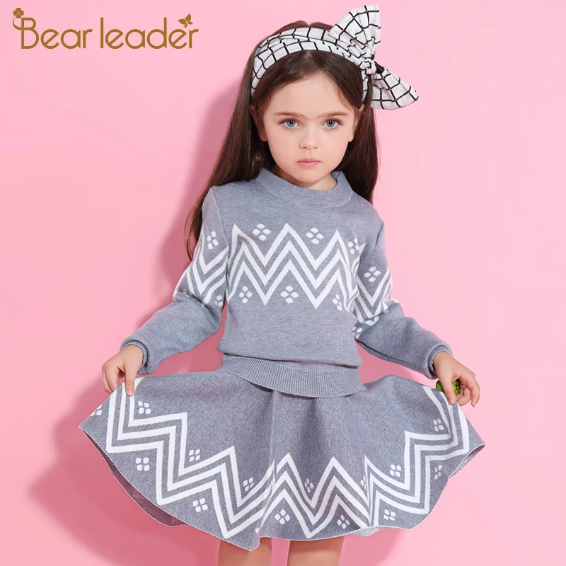Bear leader/комплекты одежды для девочек г. Модная одежда для девочек розовая клетчатая юбка с длинными рукавами комплекты детской одежды из 2 предметов