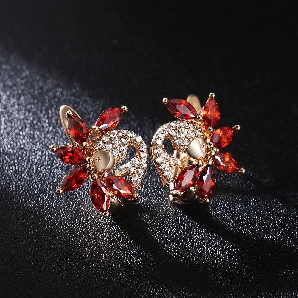 Серьги Свадебная вечеринка бижутерия в стиле хип хоп циркониевые красные