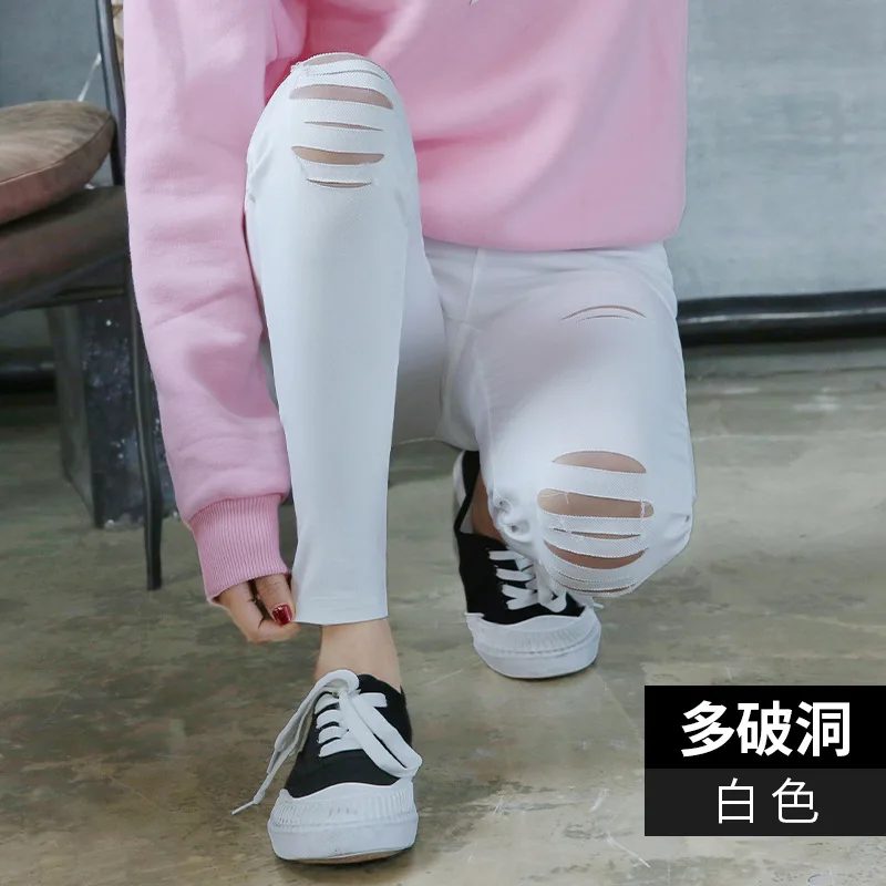 Зимняя одежда женские брюки с дырками 2018 модные новые корейские повседневные