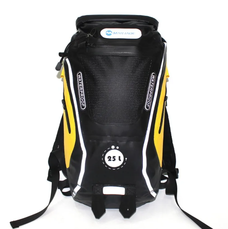 Черный цвет 25L Big Capacity Reflective Profession Hiking Backpack Waterproof PVC Travel Bags Functional Beach River Tracing Sailing Dry Bag - Цвет: Черный цвет