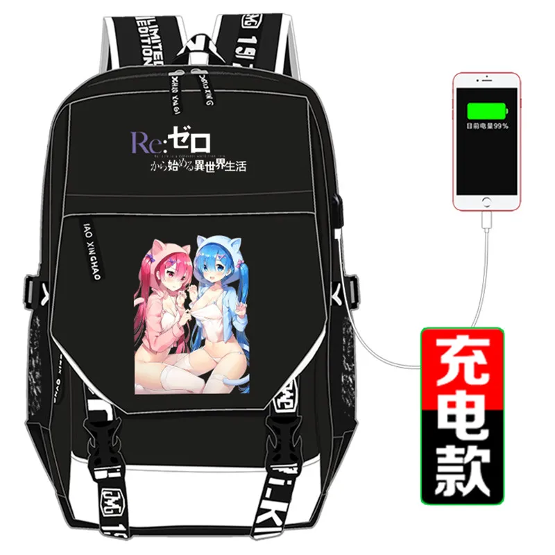 

Re:Life in a different world from zero Printing Backpack Kawaii Women Backpack Canvas School Bags Mochila Feminina Laptop Bags