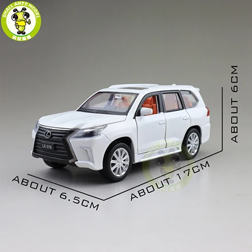 1/32 JACKIEKIM LX570 SUV литая под давлением Модель автомобиля игрушки для детей звуковое освещение вытяжной автомобиль подарок для мальчиков и девочек - Цвет: White(no box)