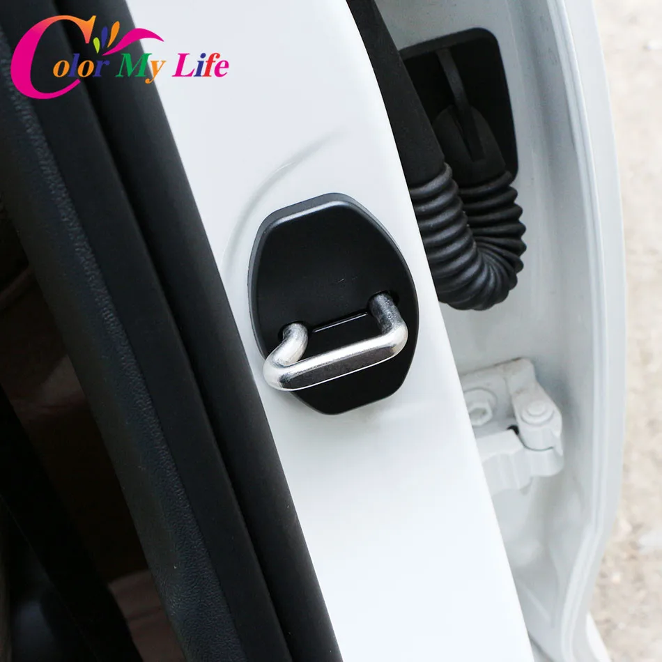Цвет моя жизнь 4 шт ABS черная крышка дверного замка автомобиля Защита дверей Чехлы