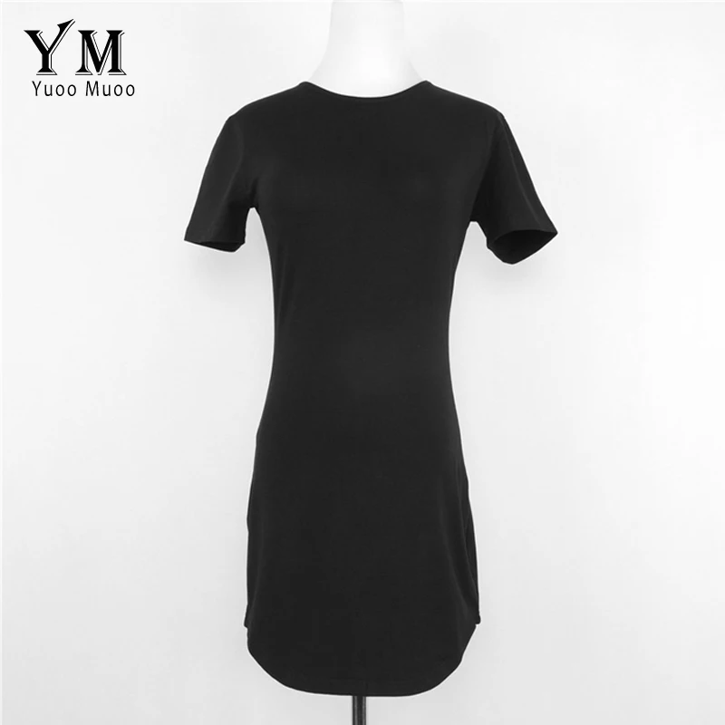 YuooMuoo 2019 шикарная летняя белая футболка платье женское с круглым вырезом коротким