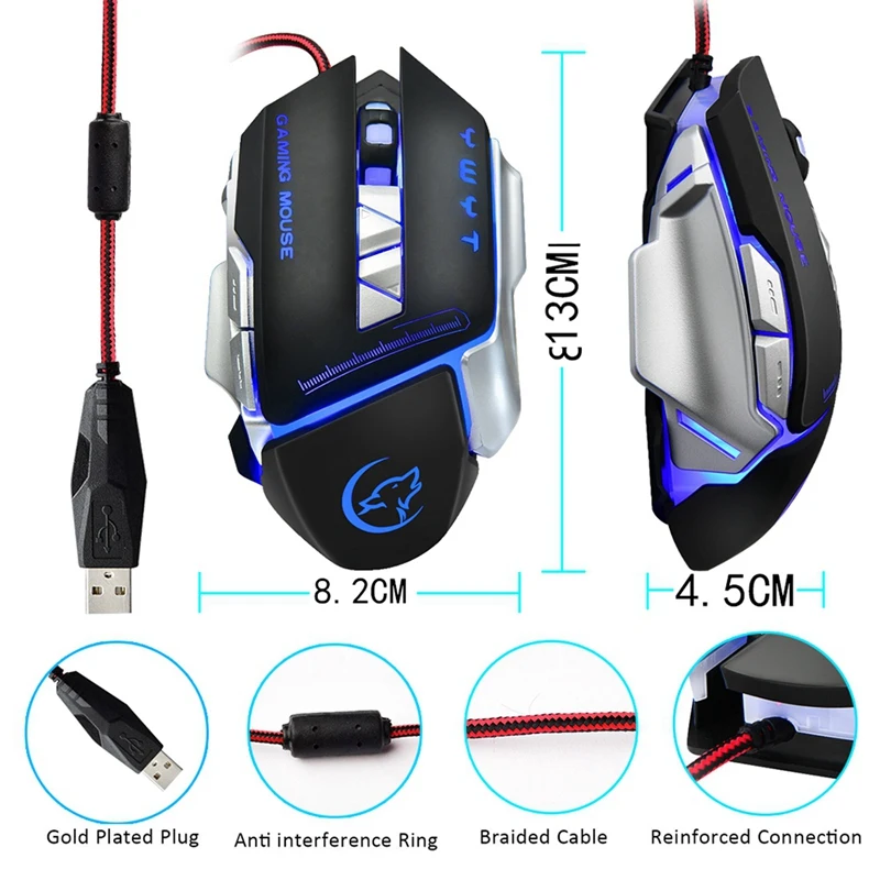G810 игровая мышь Usb Проводная оптическая 3200 точек/дюйм Регулируемая 8 кнопок мыши с