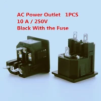 1pcslot yt606 ac power outlet 10 a 250v electrical socket outlet cable socket black with the fuse dual function design