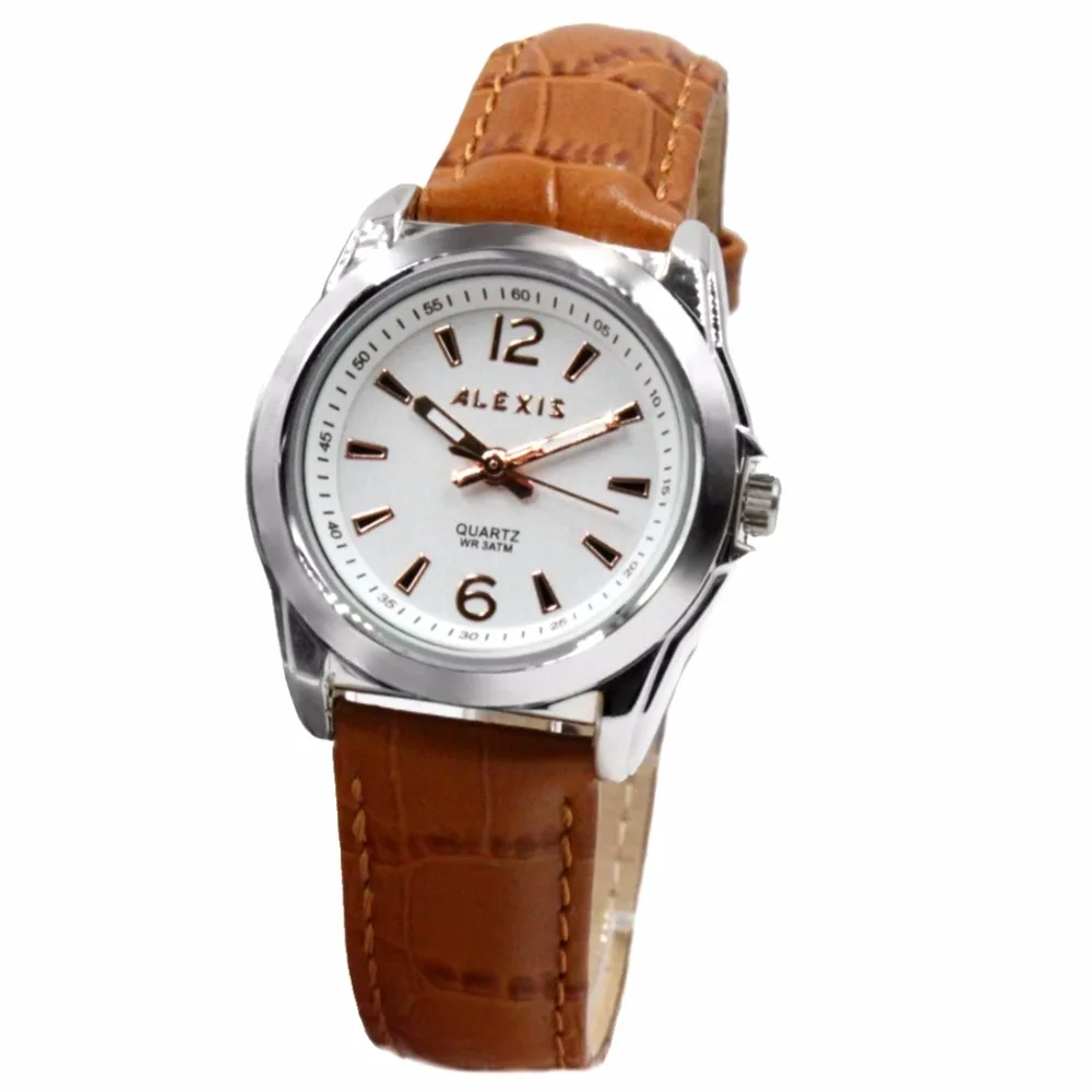 

Женские Аналоговые кварцевые часы Алексис, круглые японские часы Miyota, оранжевый кожаный ремешок Geninue, белый циферблат, водостойкие