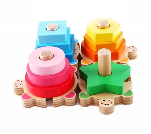 Candice guo! Обучающая деревянная игрушка, цветная колонна в форме черепахи, геометрические колонны, подарок на день рождения для детей, 1 шт.