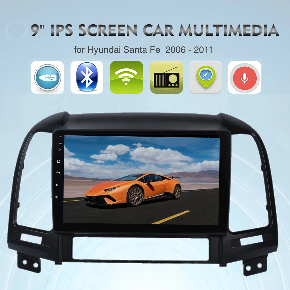 1 din Android 9,0 автомобильный радиоприемник для hyundai Santa Fe gps навигация 2006 2007 2008 2009 2010 2011 с " сенсорным экраном 1080 P