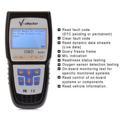 V checker V301 EOBD OBD2 сканер кода неисправности автомобильного двигателя|Детали и