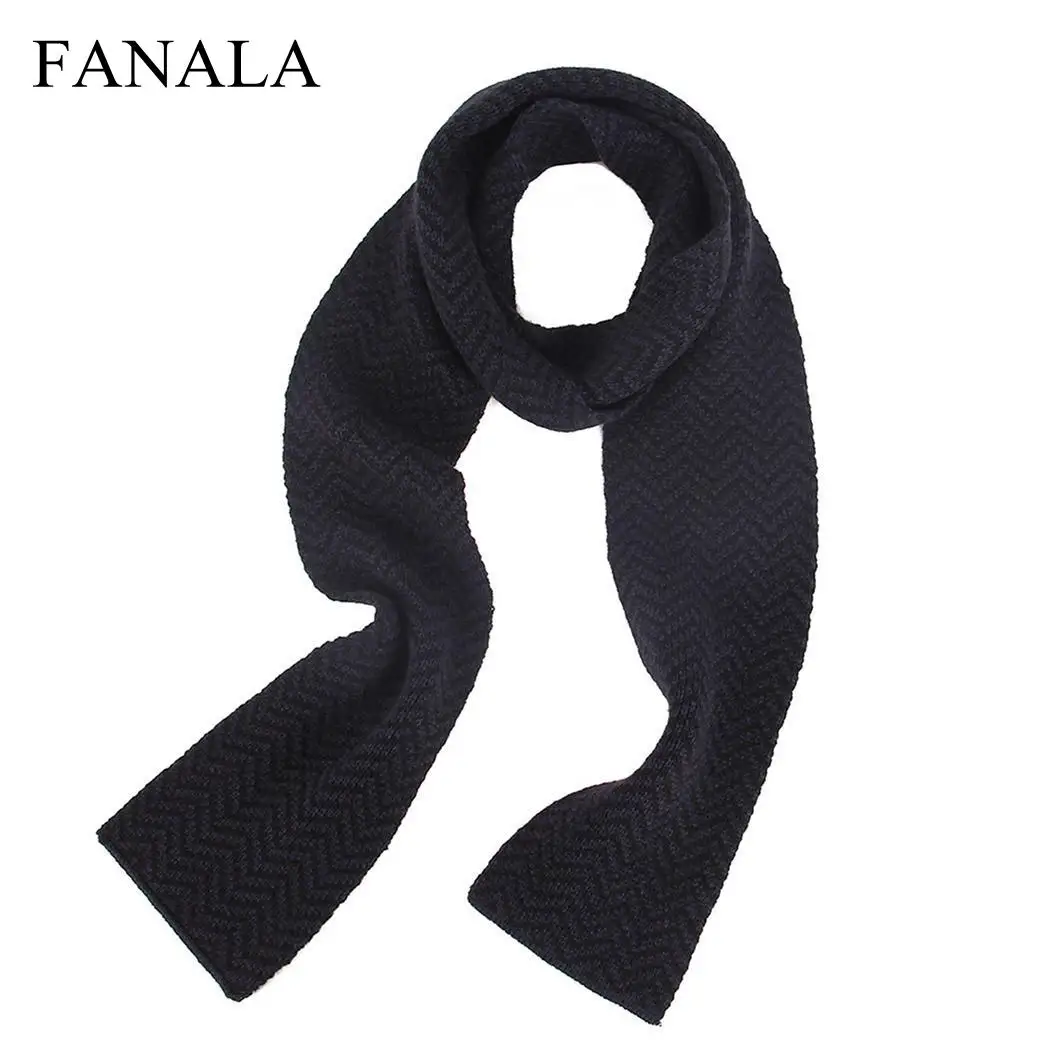 Navy Blue Теплый вязаный шарф унисекс в полоску для мальчиков и девочек, размер 65, 7 дюймов, 12 см, для мальчиков и девочек, 165 см, для детей, для девочек 4, 0 дюймов, осень - Цвет: Navy Blue