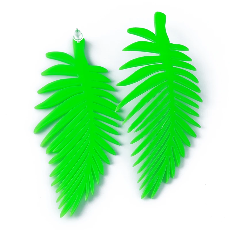 Мода зеленый черный цвет акриловые перья форма большие серьги висюльки для