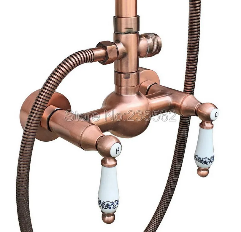 8 дюймов насадки для душа с дождевой насадкой античная красная Медная Отделка