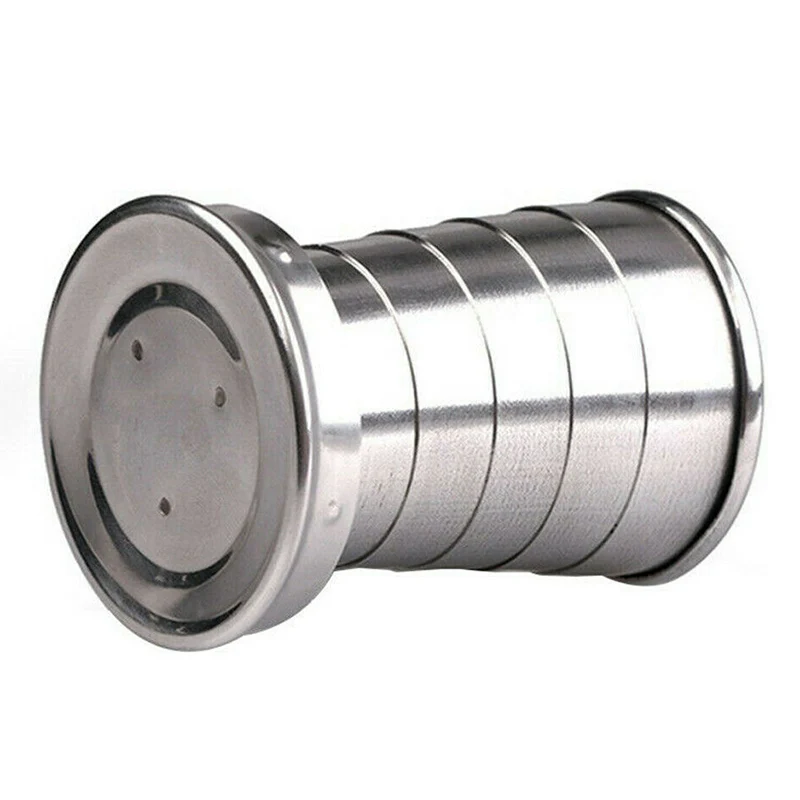 1 набор складной стаканчик из нержавеющей стали с защитной крышкой портативный