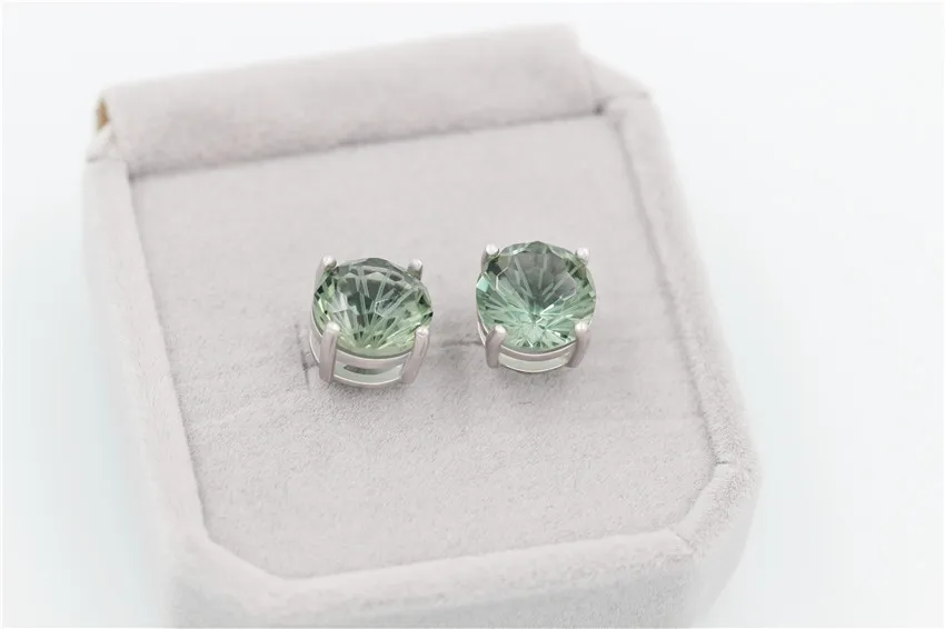 Almei 1.8ct празиолит зеленый шарик серьги гвоздики натуральный настоящий 925 пробы серебряные ювелирные изделия для женщин с коробкой 40% FR025