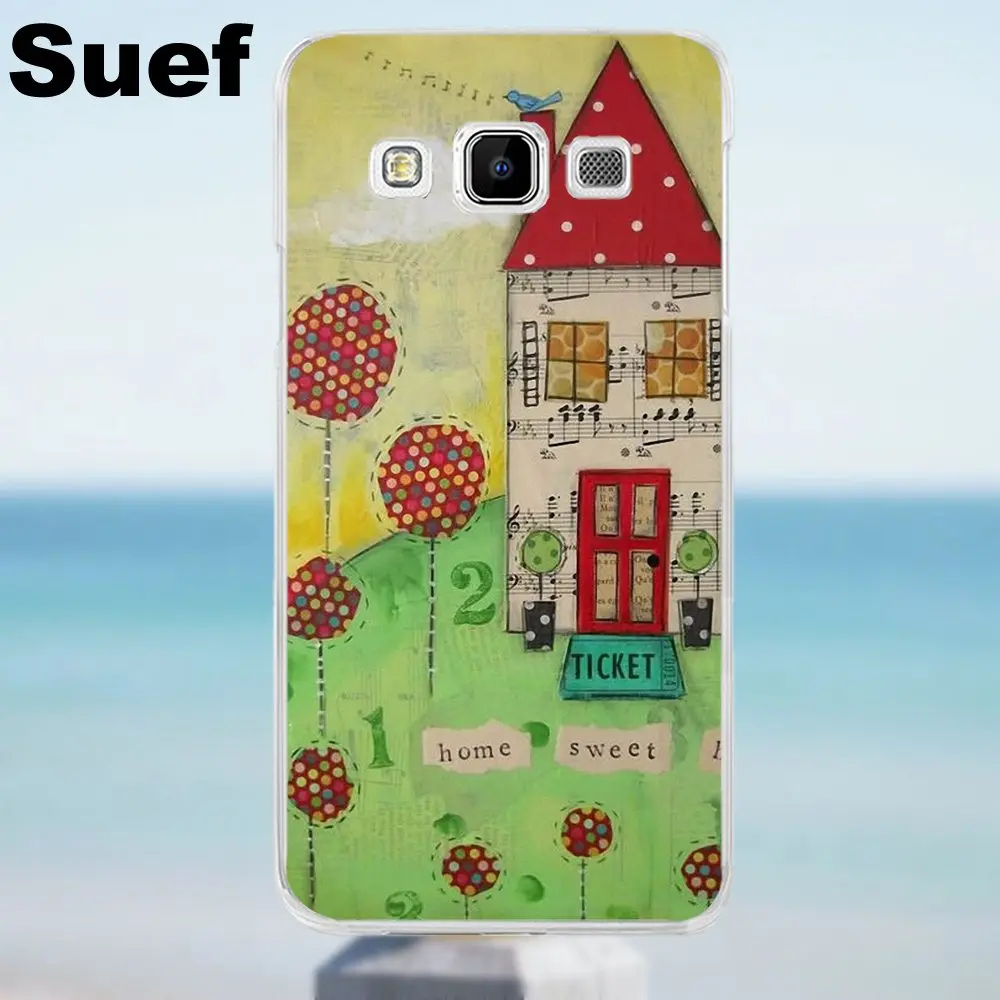 Art journing Collage Houses для Galaxy Alpha Core Prime Note 2 3 4 5 S3 S4 S5 S6 S7 S8 mini edge Plus Мягкий чехол с