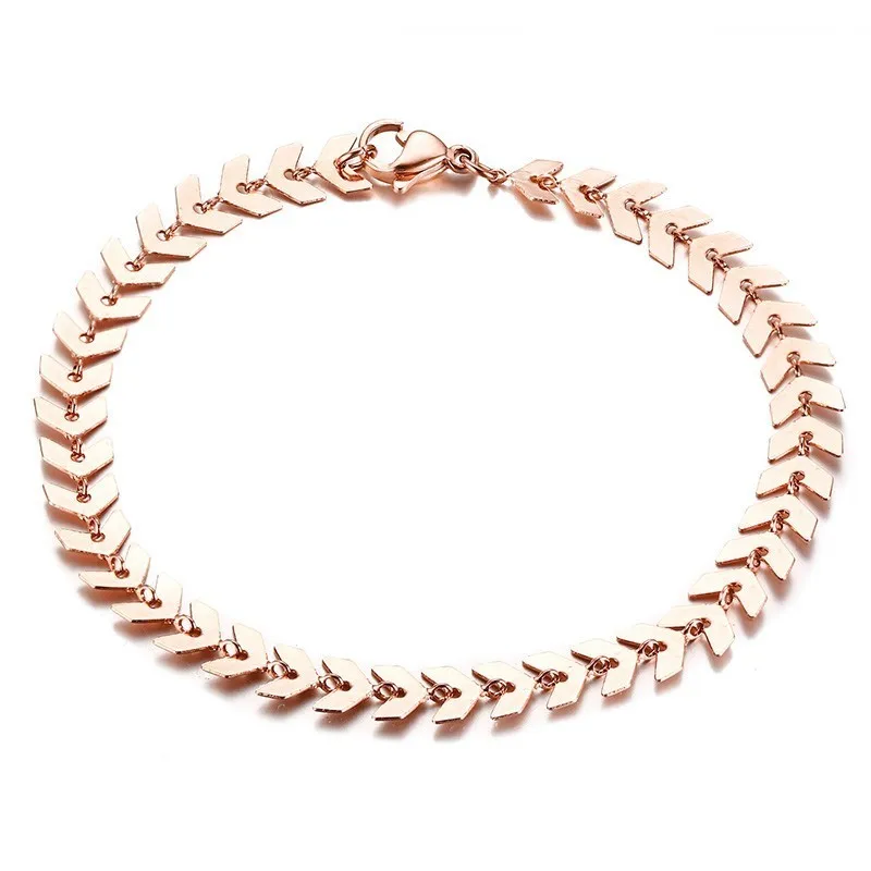 Rose Gold Vnox, элегантные женские браслеты с рыбьей косточкой, нержавеющая сталь, Ishikawa, схема, дизайн, pulseira feminina 7,08" - Окраска металла: Rose Gold