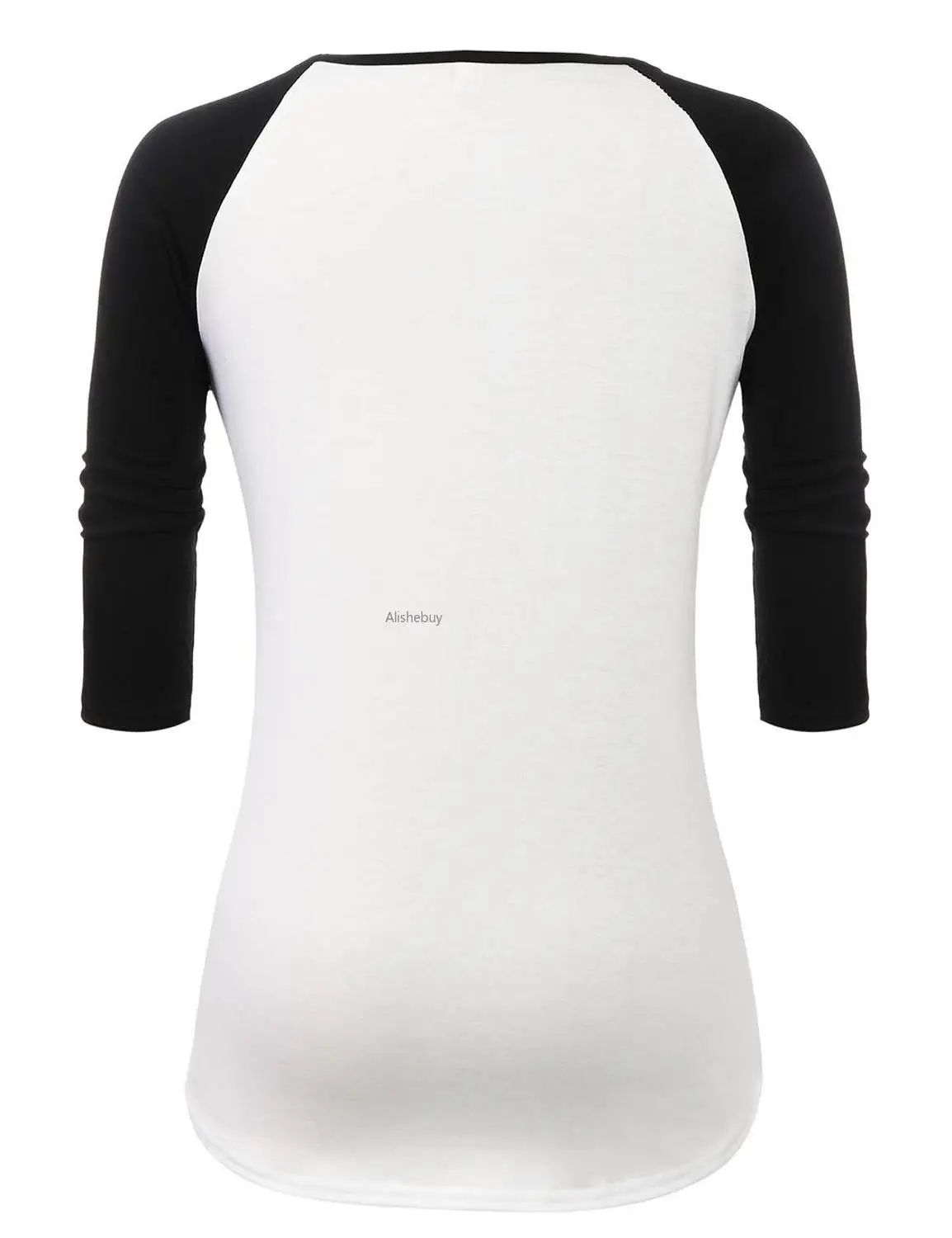 Fashion Spring Girl 3/4 Sleeve Patchwork Tops Clothes Women Letters Printed Harajuku T Shirt Black White Female T-shirt Camisas | Женская