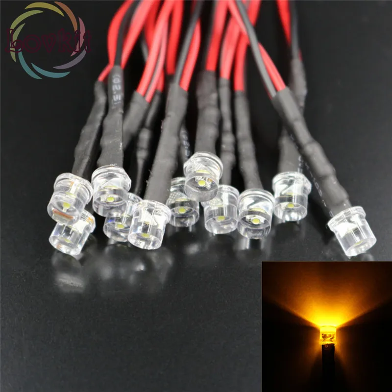 500 шт. 5 мм плоский верх Предварительно проводной резистор 12 В DC 20 см LED 100X каждый