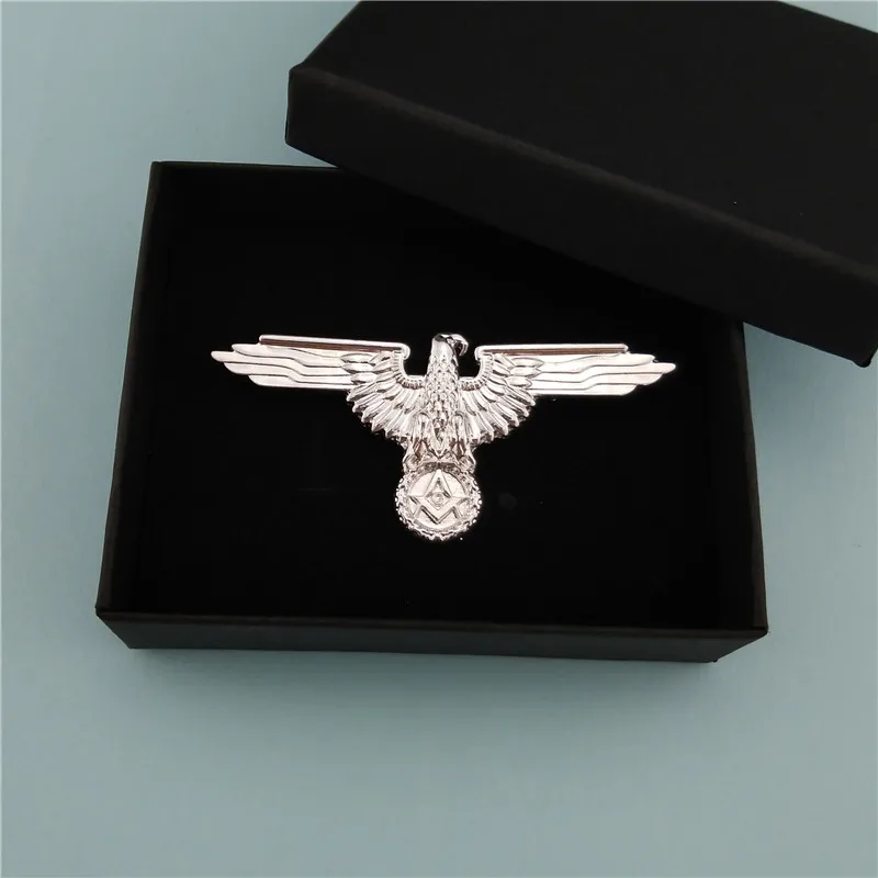 silver with gift box Alemania немецкий y Mason значки с орлом немецкая масонская форма медаль Серебряная Металлическая Булавка Европейский масон Броши знаки отличия - Цвет: silver with gift box
