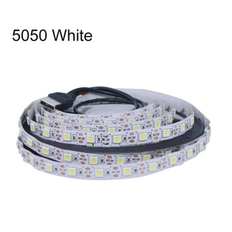 Светодиодная лента черный PCB 5V USB зарядное устройство 5050 RGB Светодиодная лента светильник ТВ ПОДСВЕТКА лента лампа RGB пульт дистанционного управления 1 м 2 м 3 м 4 м 5 м - Испускаемый цвет: 5050 white