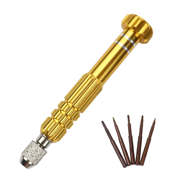 Золотой 5 в 1 Прецизионная отвертка Набор отвертка Philips bits для телефонов часы разборка ремонтный набор комплект - Цвет: Золотой