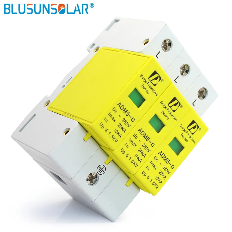 

hot selling household Din Rail 35mm 3P 5KA 10KA 385V AC Household Low-Voltage Anti-Lightning SPD Surge Protection Device