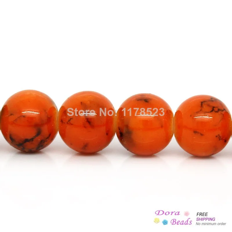 Широкий бусины круглый оранжевый пятнистый 10 мм диаметр 79 см ( 31 1/8 &quot ) 2 Strands около