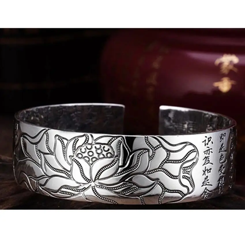 PXCHZQ посеребренный цветной браслет лотоса тибетский буддийский язык Писания